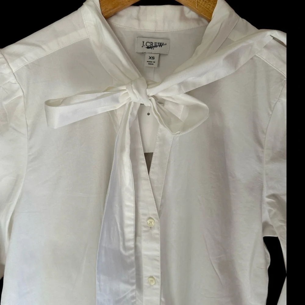 J Crew Bow Tie Neck Top White XS NWT